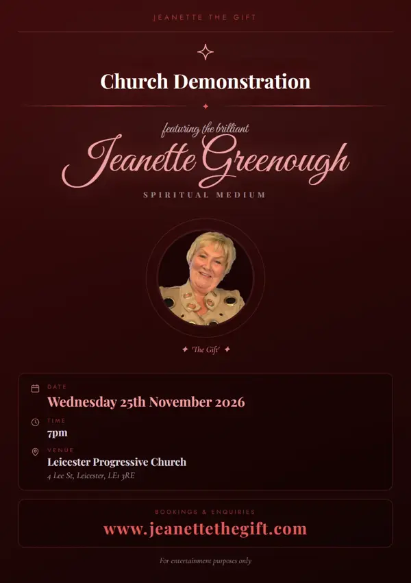 Event poster: Church Demonstration, 25 November 2026, Leicester Progressive Church