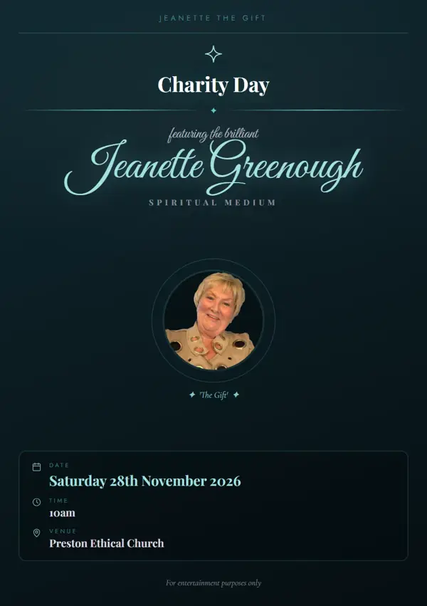Event poster: Charity Day, 28 November 2026, Preston Ethical Church
