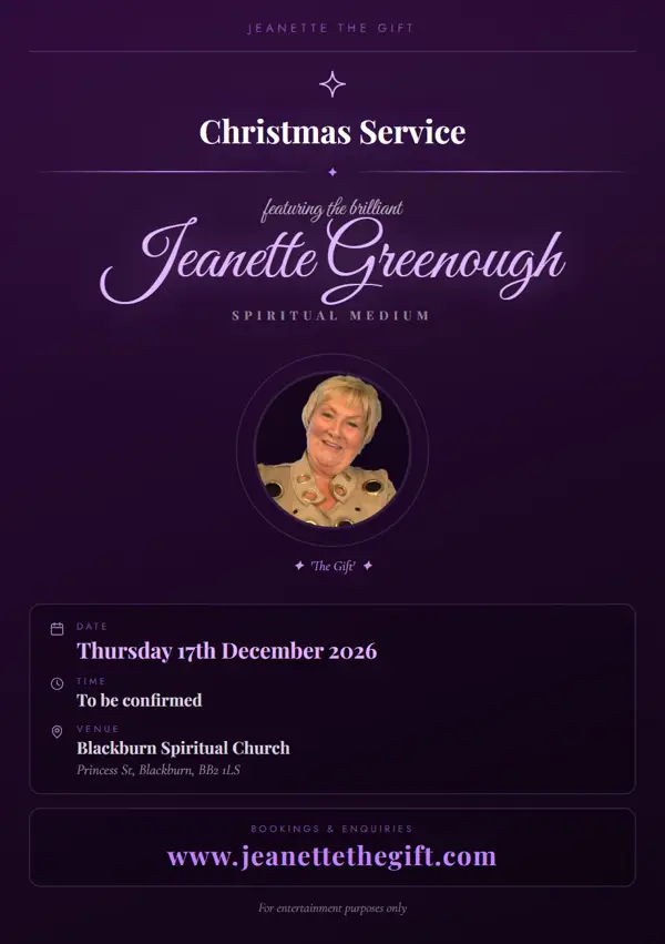Event poster: Christmas Service, 17 December 2026, Blackburn Spiritual Church