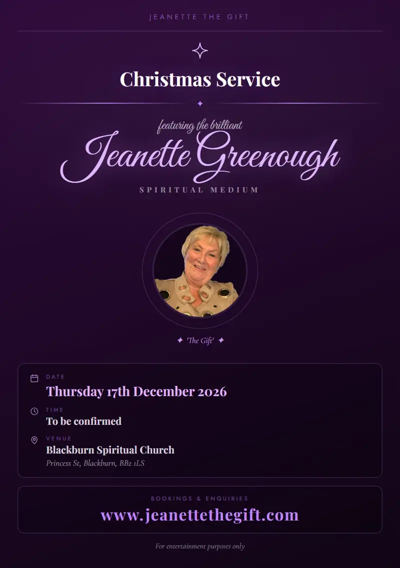 Event poster: Christmas Service, 17 December 2026, Blackburn Spiritual Church