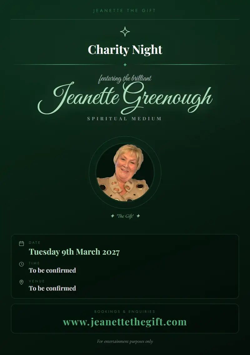 Event poster: Charity Night, 9 March 2027, Venue TBC