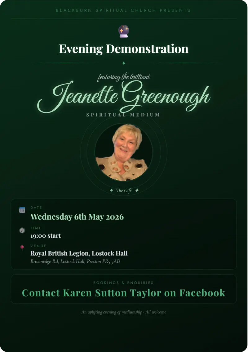 Event poster: Evening Demonstration, 6 May 2026, Royal British Legion, Lostock Hall